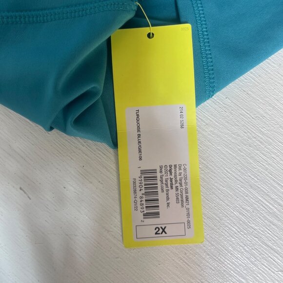 All In Motion High Waisted Biker Shorts Womens 2X New Turquoise Athletic - Picture 7 of 8